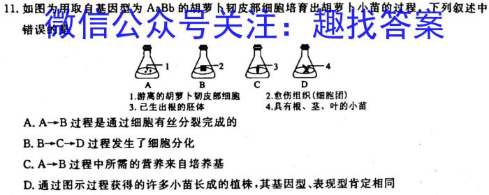 [南宁一模]南宁市2023届高中毕业班第一次适应性测试生物试卷答案