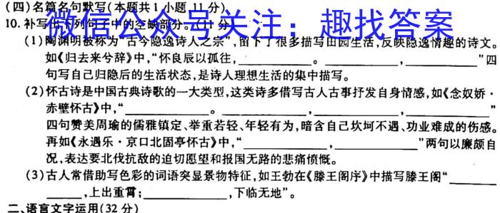 2023湖南长沙四县市高三3月联考语文