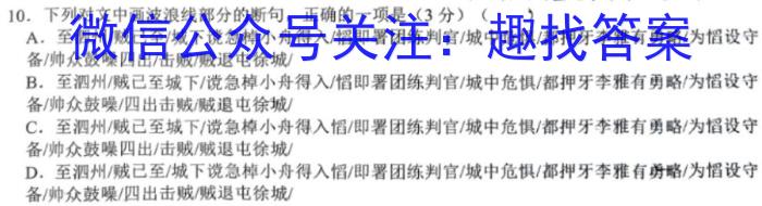 湖湘名校教育联合体/五市十校教研教改共同体2023届高三第三次大联考语文