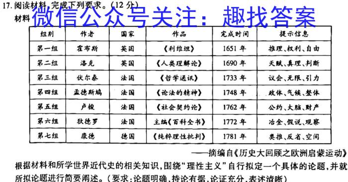 辽宁省2022-2023学年度下学期高三第一次模拟考试（3月）历史