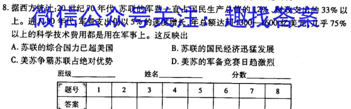 2023年河南省普通高中毕业班高考适应性练习历史