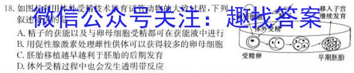 2023普通高等学校招生全国统一考试·冲刺押题卷QG(六)6生物