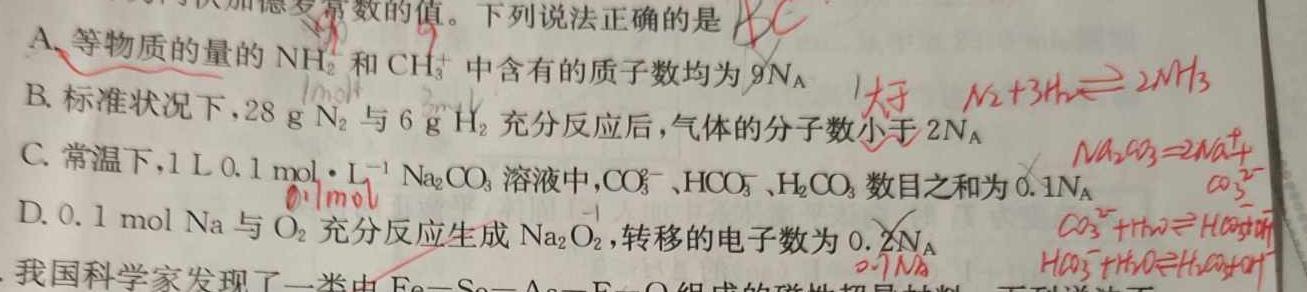 河南省普通高中毕业班高考适应性试化学