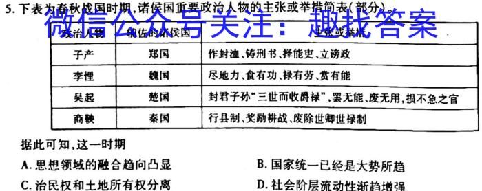 湖湘名校教育联合体/五市十校教研教改共同体2023届高三第三次大联考历史