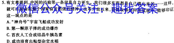 湖南省永州市2023年初中学业水平考试模拟试卷（一）历史