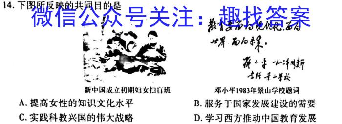 皖智教育 安徽第一卷·2023年中考安徽名校大联考试卷(三)3历史