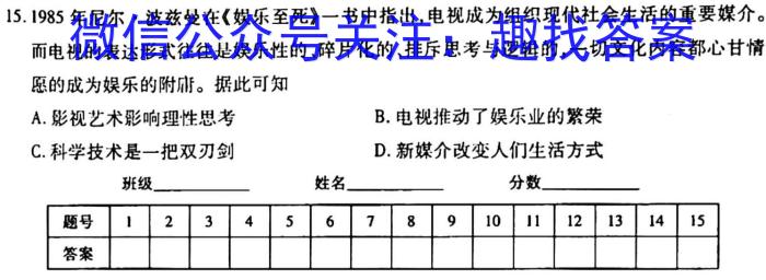 江淮名卷·2023年省城名校中考调研（一）历史