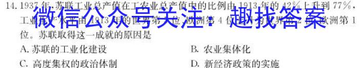 天一大联考2023届高中毕业年级第一次模拟考试历史