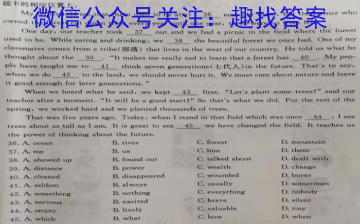 2022-2023学年安徽省九年级下学期阶段性质量监测英语
