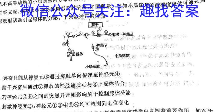 黑龙江省SL2022~2023学年度下学期高二开学初考试卷(3305B)生物试卷答案