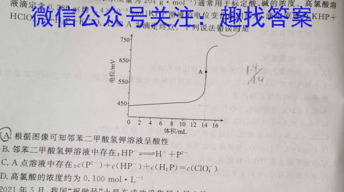 陕西省2023年高考全真模拟试题（一）化学