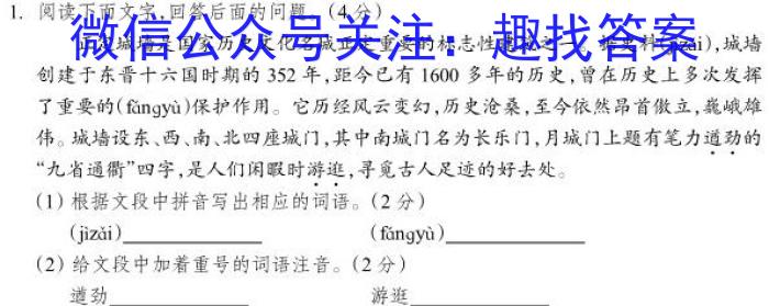 河南省2023年初中中招诊断测试卷语文