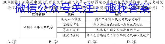 2022-2023学年安徽省九年级下学期阶段性质量监测历史