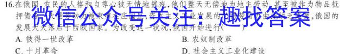 安徽省2023年九年级万友名校大联考试卷二历史