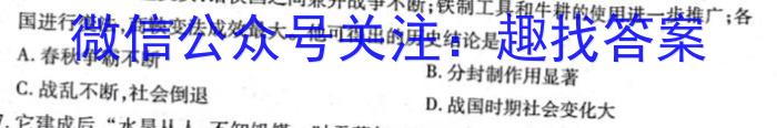 安徽省2024届八年级下学期阶段评估（一）历史