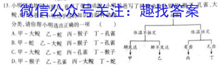 2023年全国高三考试3月百万联考(4004C)生物试卷答案
