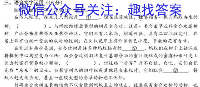 2023年安徽省教育教学联盟大联考·中考密卷(一)1语文