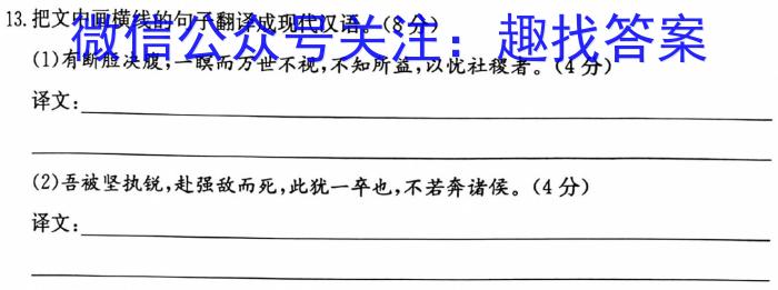 安徽省2023年名校之约·中考导向总复习模拟样卷（八）语文