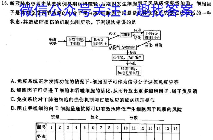 永寿县中学2022-2023学年度高一第二学期第一次月考生物