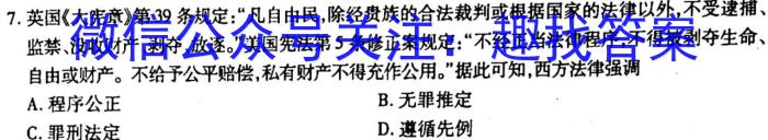 炎德英才大联考 雅礼中学2023届高三月考试卷(七)7历史