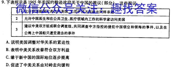 山西省2023届九年级一模（押题）历史