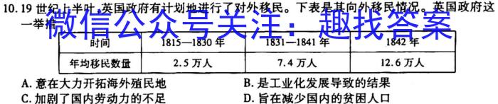 2023普通高等学校招生全国统一考试·冲刺预测卷QG(四)4历史