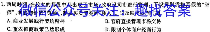 2023年云南省高三考试卷3月联考(23-328C)历史