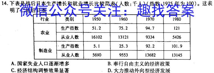 炎德英才名校联考联合体2023年春季高二第一次联考(3月)历史