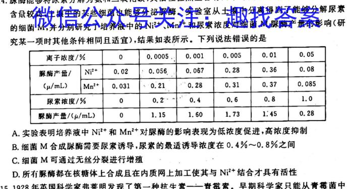 全国大联考2023届高三全国第五次联考 5LK·新教材老高考生物试卷答案