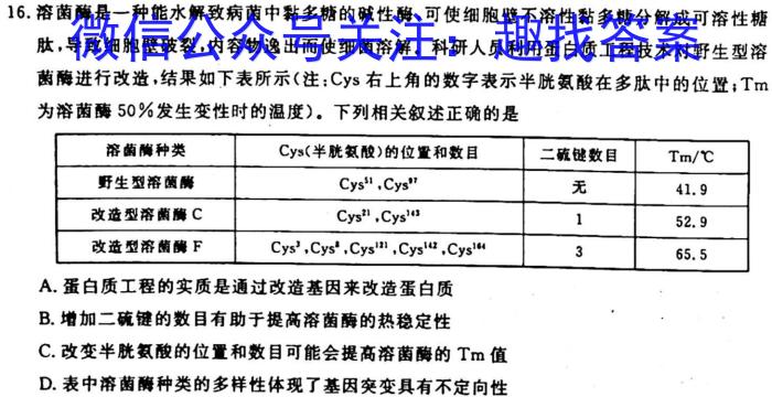 023届河北大联考高三年级3月联考生物"