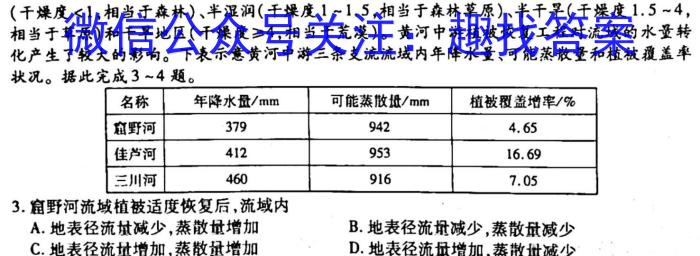 超级全能生2023届高考全国卷地区高三年级3月联考(3319C)s地理