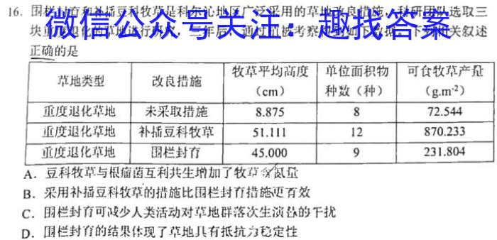 2023河南中考学业备考全真模拟试卷（M1）生物