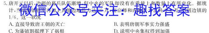 2022-2023学年安徽省潜山八年级期中调研检测(试题卷)历史