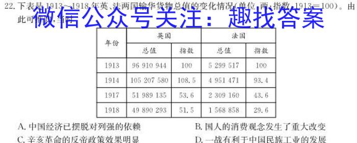 河北省2022-2023学年2023届高三下学期3月质量检测历史