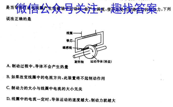 武汉市2023届高中毕业生四月调研考试.物理