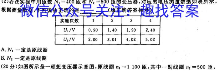 快乐考生 2023届双考信息卷·第七辑 一模精选卷 考向卷(四)物理`