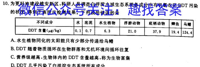 2023届名校之约·中考导向总复*模拟样卷(六)6生物试卷答案