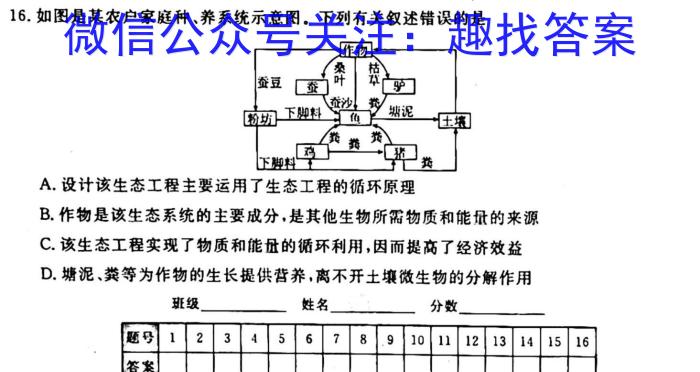 2022~2023学年核心突破XGK(二十二)生物