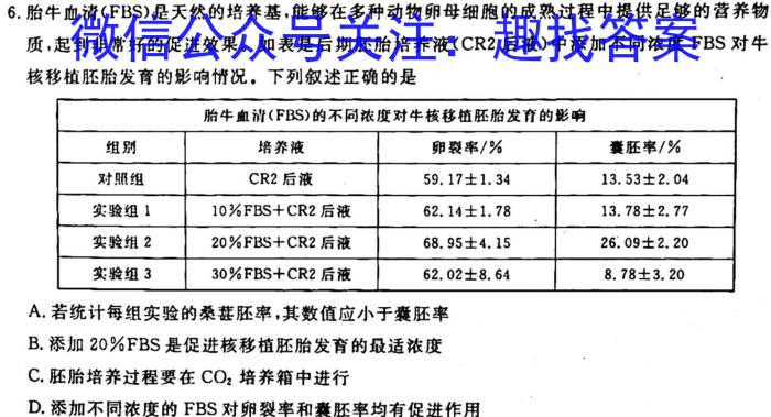 天府名校·四七九 模拟精编 2023届全国高考诊断性模拟卷(九)生物