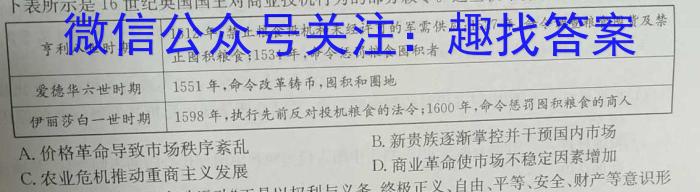 合肥名卷·安徽省2023年中考大联考二历史