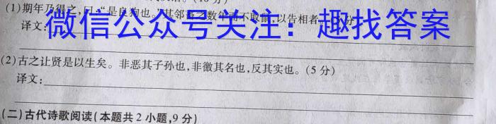 金考卷2023年普通高等学校招生全国统一考试 新高考卷 押题卷(一)语文