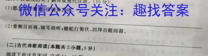 金考卷2023年普通高等学校招生全国统一考试 全国卷 押题卷(七)语文