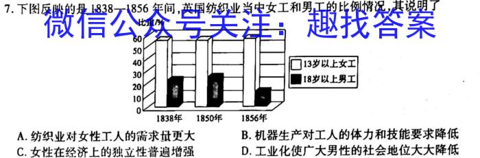 江淮名卷·2023年省城名校中考调研（一）历史