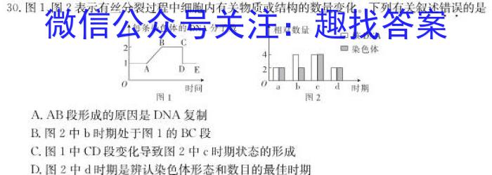 2023年普通高等学校招生全国统一考试仿真模拟卷(T8联盟)(六)6生物