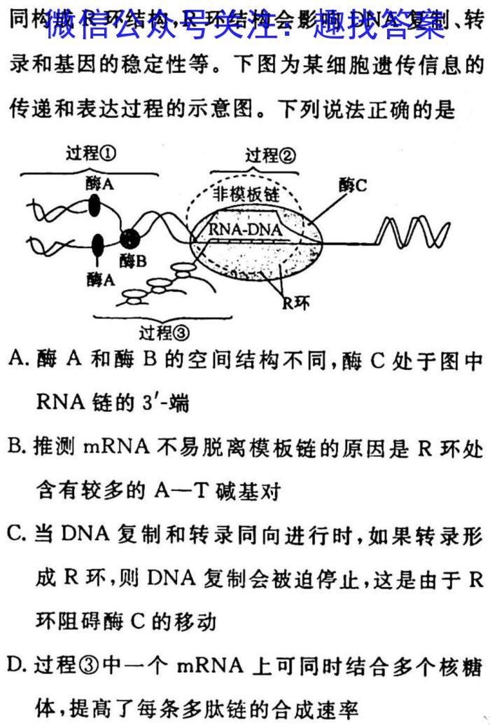 NT2023届普通高等学校招生全国统一考试模拟试卷(二)(全国卷)生物