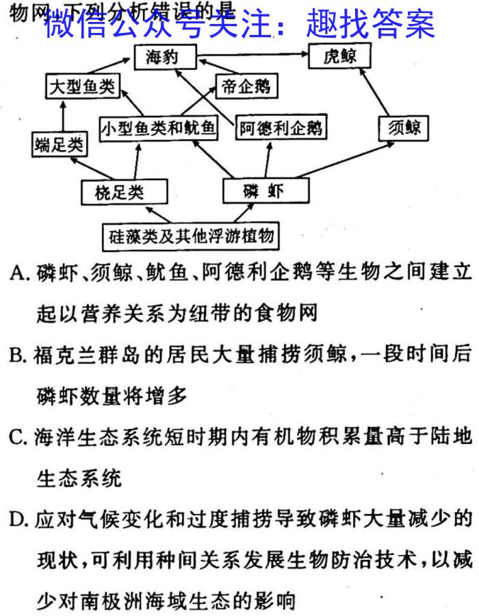 百师联盟 2023届高三冲刺卷(四)4 全国卷生物