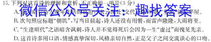 2023年新高中创新联盟TOP二十名校高一年级3月调研考试语文