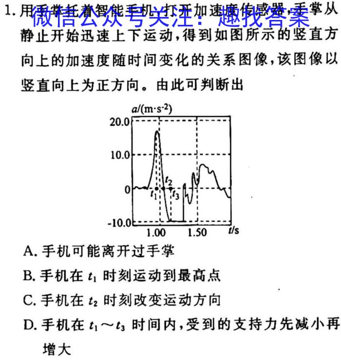 衡水金卷先享题信息卷2023答案 新教材A六物理`