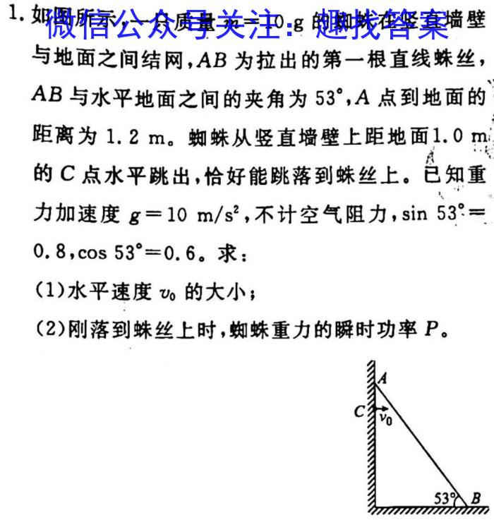 陕西学林教育 2024~2023学年度第二学期八年级第一次阶段性作业q物理