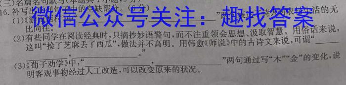 炎德英才大联考湖南师大附中2022-2023高二第二学期第一次大练习语文